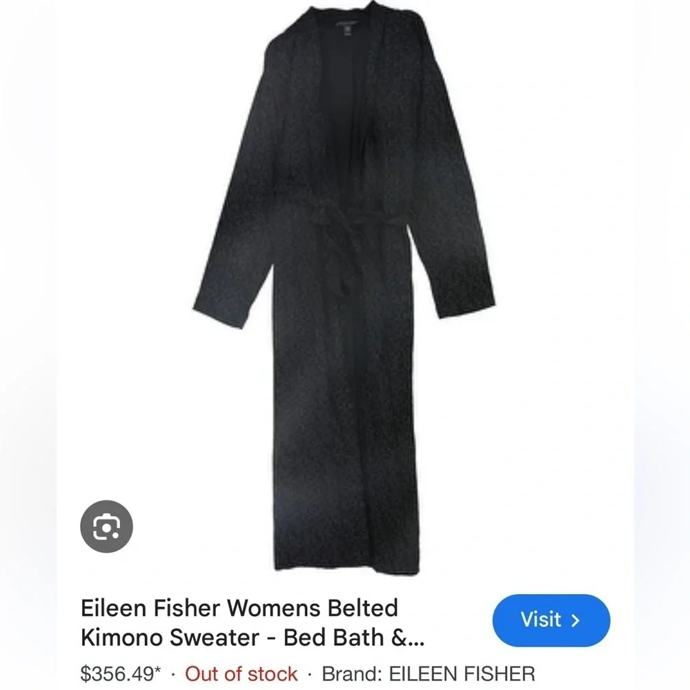 Eileen Fisher Black and White Speck Morse Code Duster Wrap Kimono Cardigan